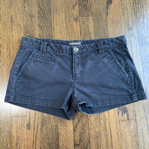 Express Women's Size 00 Black Chino Shorts Low Rise Cotton Stretch Mini Summer